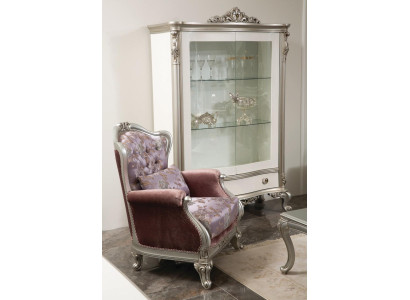 Klassischer Sessel mit Blumenmuster Lila Sofa Einsitzer Barock Rokoko