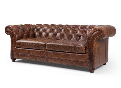 Chesterfield 100% Echtes Leder Ledersofa Sofa Couch Polster Klassische Couchen