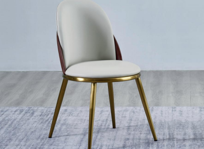 Weiß-Goldener Stuhl Stilvoller EInsitzer Polsterstühle Edelstahlstühle