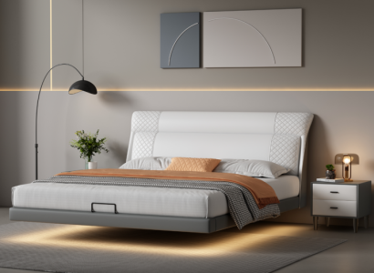 Weißes Schlafzimmer Bett Designer Lederbetten Textilbetten Doppelbetten