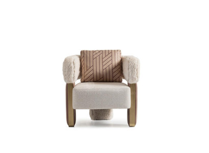 Sessel Einsitzer Clubsessel Weiß Stoff Sitz Wohnzimmer Cocktailsessel