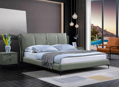 Bett Leder 2x Nachttisch 3 tlg. Schlafzimmer Set Möbel Modern Luxus Betten Neu