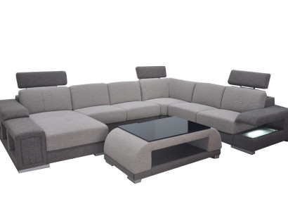 Couchgarnitur Modernes Sofa Ecke Leder Couch Polster Wohnlandschaft USB+Tisch