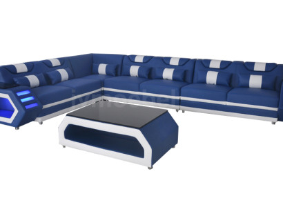 Designer Leder Polster Sitz Ecke Sofa Polster Eck Landschaft Zimmer XXL