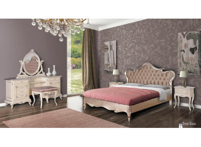 Luxus Schlafzimmer Set Bett Nachttische Hocker Schminktisch Spiegel Komplett Neu