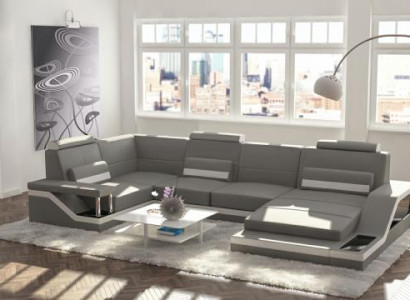 Wohnlandschaft Sofa Polster Couch Ecke Ecksofa Garnitur Textil Stoff Leder Sofas