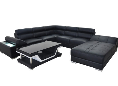Design Leder Wohnlandschaft Eck Sofa Moderne Garnitur Couch Ecke Neu Grau USB