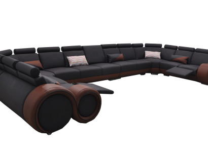 XXL Couch Big Eck Sofa Leder Eck Garnitur Landschaft Ecke Polster Wohn