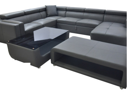 Design Leder Polster Sitz Ecke Leder Sofa Polster Eck Wohn Landschaft