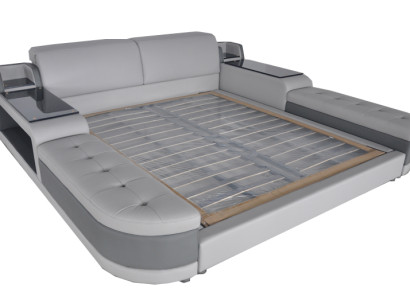 Design de Luxe Bett + USB Polsterung Hotel Moderne Betten Leder 140/160/180/200