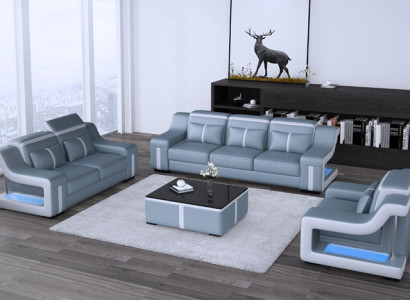 Design Couchgarnitur mit USB Set Wohnzimmer Set 3+2+1 + Couchtisch Modern