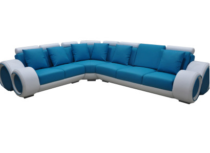 Design Leder Polster XXL Sitz Zimmer Eck Wohn Sofa + USB Designer Garnitur Sofas