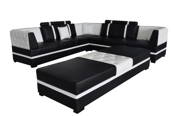 Eck Sofa Couch Wohnlandschaft Leder Couchen Polster Ecke Sitz Garnitur