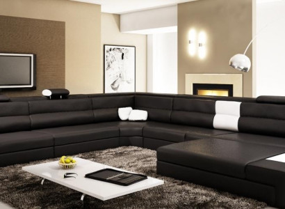 Design Sofa Ecksofa Polster Couch Eck Sitz Garnitur Wohnlandschaft Leder USB+LED