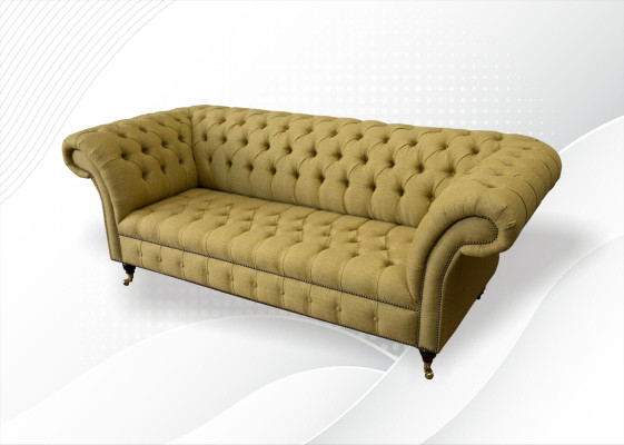 Chesterfield 3 Sitzer Gelb Wohnzimmer Design Couchen Polster Sofa Sofas Textil