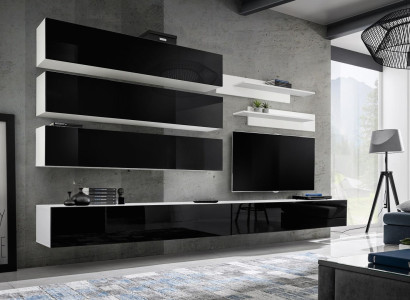 Set 7 tlg. Designer Wohnzimmer Wohnwand Wandschrank Sideboard TV-Ständer Neu