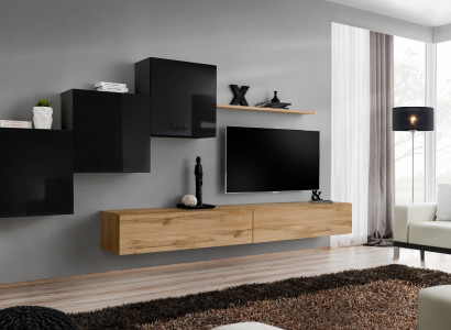 Wohnwand Braun TV Ständer Set Wohnzimmermöbel TV Ständer Sideboard Wandregal Neu
