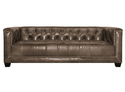 Braun Dreisitzer Leder Chesterfield Wohnzimmer Modern Design Couchen Sofa Neu