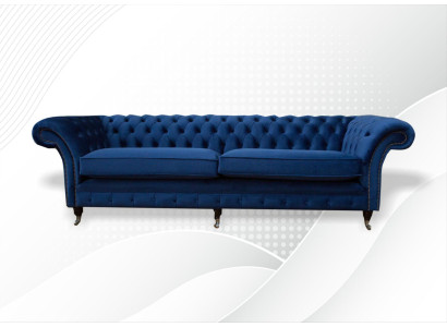 Blaue xxl Big Sofa Couch Chesterfield 265cm Polster Sofas 4 Sitzer