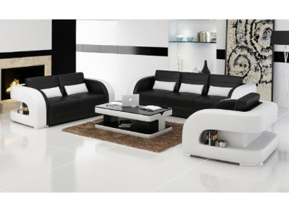 Sofagarnitur Ledersofa USB Sofa Couch Sofa Wohnlandschaft Garnituren 3+2+1 Neu