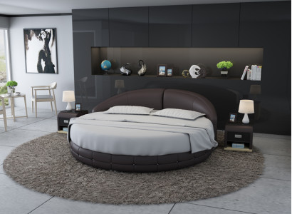 Design Rund Bett Polsterbett Luxusbett Doppelbett USB Betten Rundes