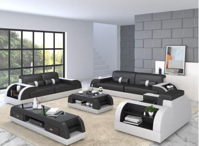 Sofagarnitur Couch Polster Sofa 3+1 Komplett Set Garnituren Design Leder 2tlg.