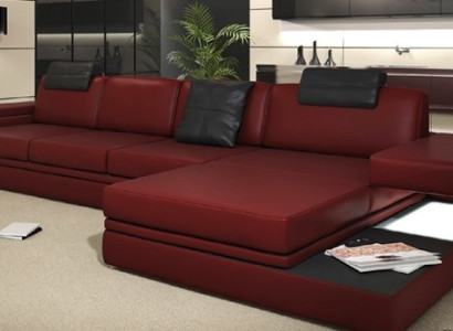 Design Ledersofa Sofa Couch Polster Wohnlandschaft Eck Garnitur Textil