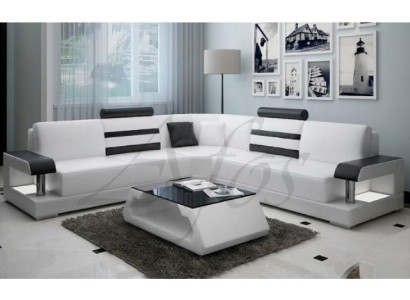 Wohnlandschaft Polster Ecke Eck Sofa Couch Garnitur Landschaft Leder Neu - 2723B