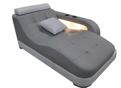 Designer Leder Chaiselongues + USB Ottomane Sofa Echtes Leder Relax Chaise