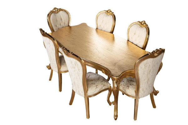 Esszimmer Garnitur Set Tisch 6x Stühle Anrichte Spiegel Essgruppe 9tlg