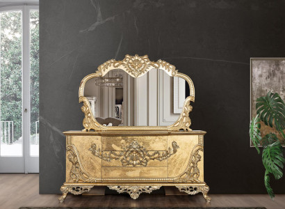 Set Kommode Spiegel Garnitur Kommoden Holz Gruppe Sideboard Möbel Barock