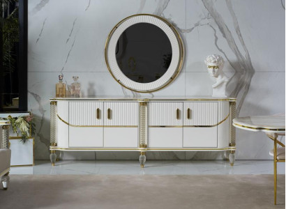 Anrichte Schrank Hochglanz Möbel Holz Luxus Kommode Sideboard Mit Spiegel Luxus