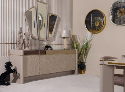 Sideboard Anrichte Luxus Garnitur Kommode Holz Kommoden Modern 225cm