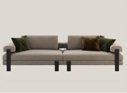 Sofa 2 Sitzer Textil Holz Modern Sofa Polster Couch Design Luxus Neu