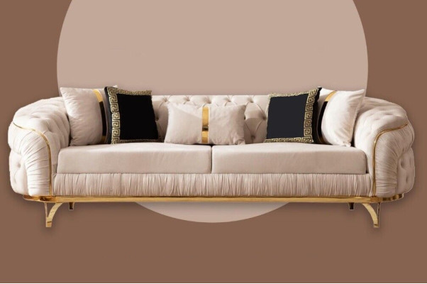 Design Sofa 331 Sitzer Chesterfield Stoff Couch Polster Sofas Textil Neu