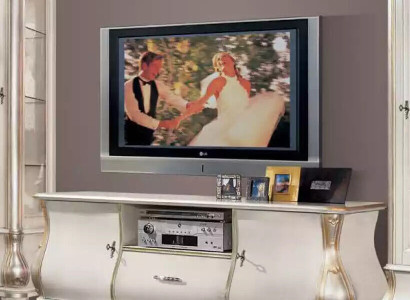 TV-Ständer Luxuriöses klassisches weißes Holz neu im Wohnzimmer