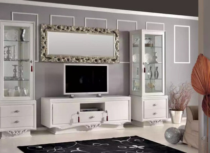 TV-Ständer Italienische Wohnzimmer 2x Vitrine Luxus tv Sideboard Weiß