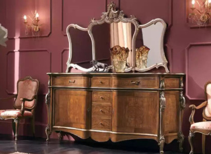 Sideboard mit Spiegel Wohnzimmer Anrichte Möbel Design Schrank Braun Neu