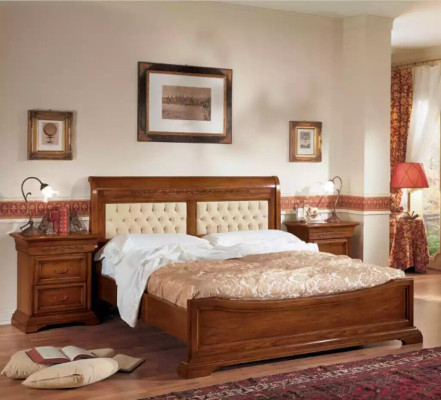 Schlafzimmer Komplett Bett 2x Nachttische Set Luxus Möbel 3tlg. Braun