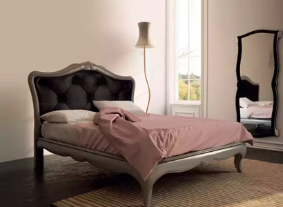 Bett Grau Luxus Holzbett Schlafzimmer Design Italienische Art déco Neu