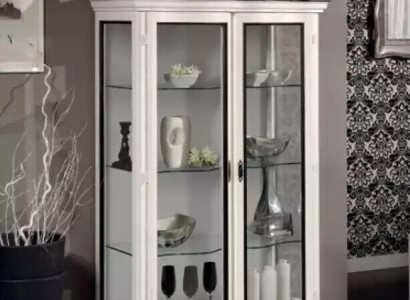 Wohnzimmer Möbel Anrichte Holz Vitrinen Glas Schrank Echtholz Vitrine