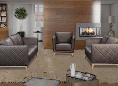 Sofagarnitur Set 3+1 Sitzer Leder Couchen Sofa Polster Garnitur Sofas