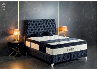 Schlafzimmer Set Schwarz Bett Nachttisch Chesterfield Betten Möbel Samt 3tlg.