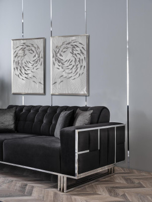 Dreisitzer Couch Sofa Möbel Einrichtung Couchen Sofas Schwarz Polster
