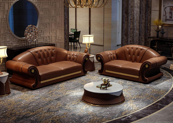 Chesterfield Sofa Couch Polster Couch 3er Couchen Deko Polster Leder Neu