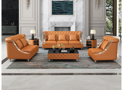 Moderne Sofa Couch 3 Sitzer Chesterfield Ledersofa Dreisitzer Couchen