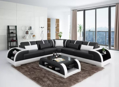 Design Moderne Ecksofa Wohnzimmer Möbel Eckcouch Lederpolster Couch