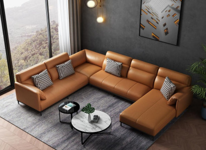 Wohnlandschaften Ecksofa Couch Garnitur Leder Polster Sitz Ecke Sofa U Form xxl