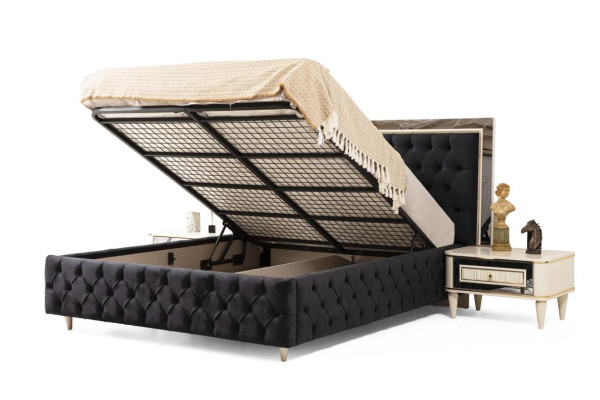 Chesterfield Bett mit gepolstertem Design Luxus Doppel Hotelbetten Luxus
