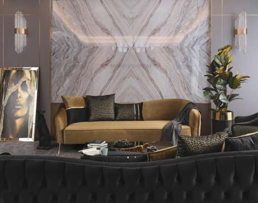 Sofa Chesterfield 3+1 Sitzer Couchen Möbel Couchtisch Sessel Textil Stoff